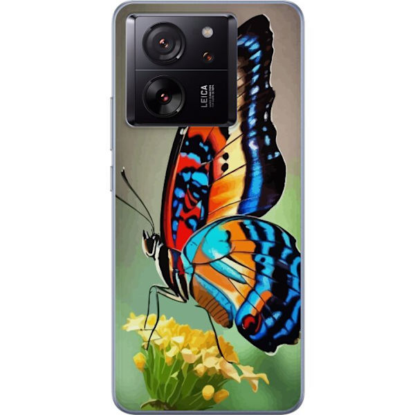 Xiaomi 13T Genomskinligt Skal Fjäril Natur Sommar Motiv Vingar Färgstark Design Populär Dekor Grafiskt Exotiskt Tema