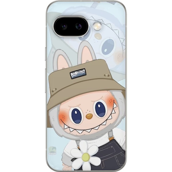 Google Pixel 9a Gennemsigtig cover Labubu med hat - Pop Mart figur Mr. Butcher i retro-stil med karakter