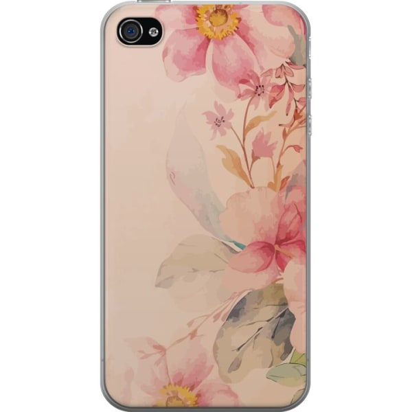 Apple iPhone 4 Gennemsigtig cover Farverige Blomster