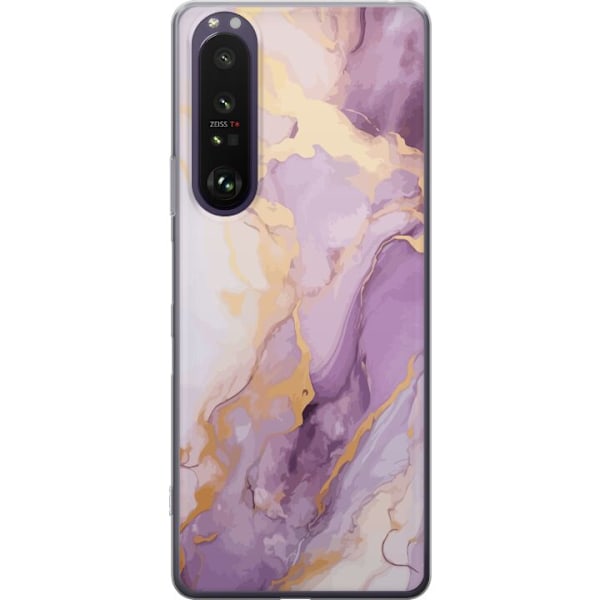 Sony Xperia 1 III Läpinäkyvä kuori Marmori Violetti Kulta