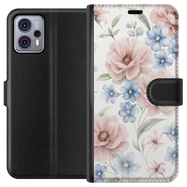 Motorola Moto G23 Plånboksfodral Romantiska blommor