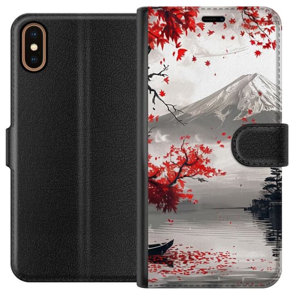 Kompatibelt Plånboksfodral till Apple iPhone X Crimson Fuji röd