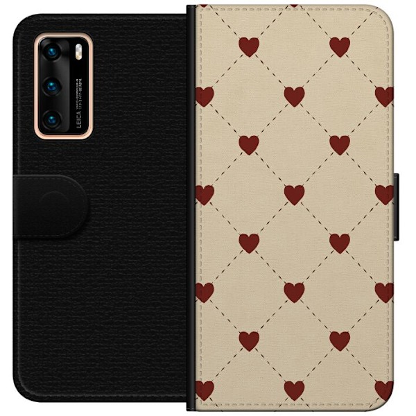 Huawei P40 Tegnebogsetui Hjertegitter