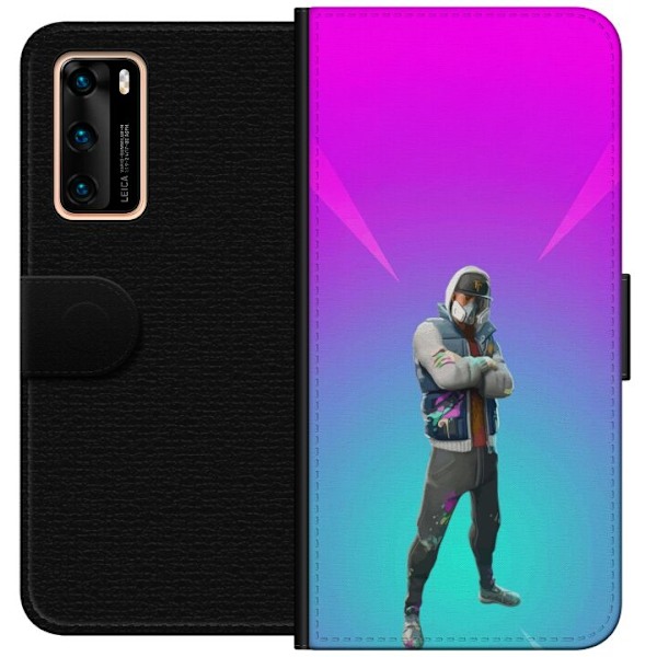 Huawei P40 Tegnebogsetui sort ridder fortnite