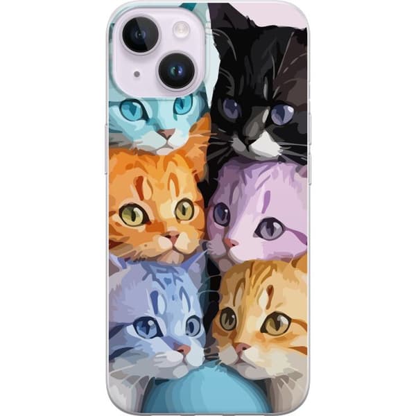 Kompatibelt Mobildeksel til Apple iPhone 14 Fargerike Katter