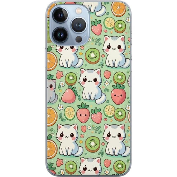 Kompatibelt Mobildeksel til Apple iPhone 13 Pro Max Søte katter med frukt i lekent design