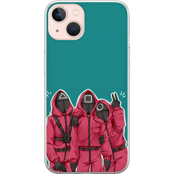 Apple iPhone 13 Genomskinligt Skal Squid Game Karaktärer Grafisk Design Seriefigurer Populär TV Motiv Asiatisk Stil Spännande Trend