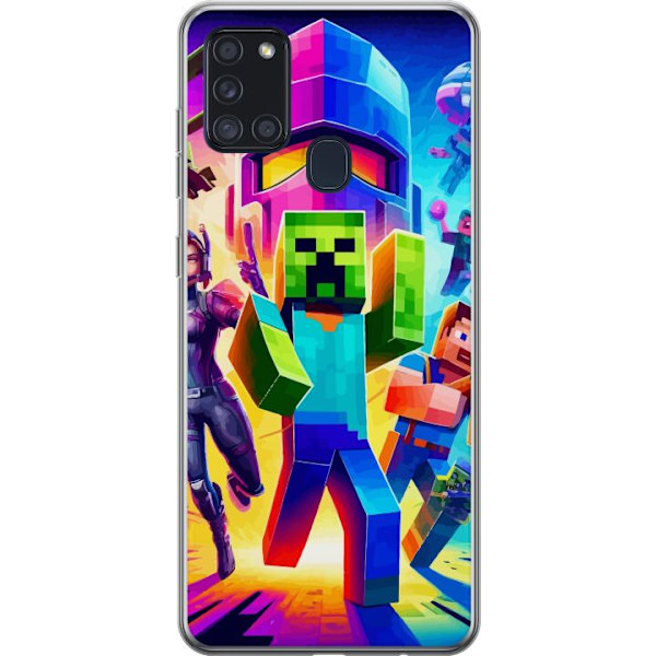 Samsung Galaxy A21s Gennemsigtig cover Fortnite vs Minecraft