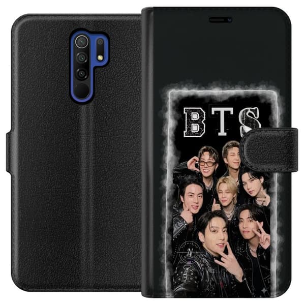 Kompatibel Tegnebogsetui til Xiaomi Redmi 9 BTS-medlemmer poserer sammen i sorte outfits for en selfie sort