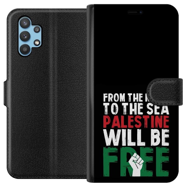 Samsung Galaxy A32 5G Plånboksfodral Free Palestine – politiskt statement med kraftfullt grafiskt uttryck