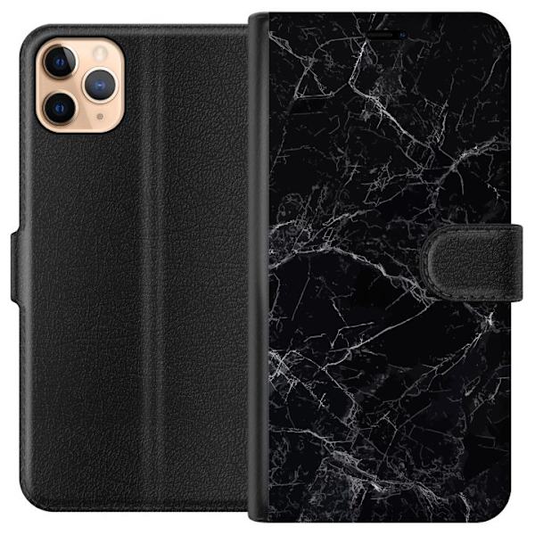 Kompatibel Tegnebogsetui til Apple iPhone 11 Pro Max Marmor Sort