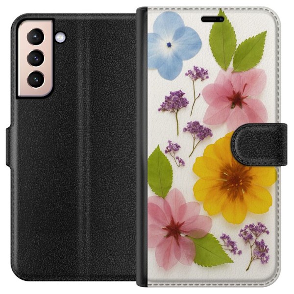 Samsung Galaxy S21 Plånboksfodral Pressade blommor