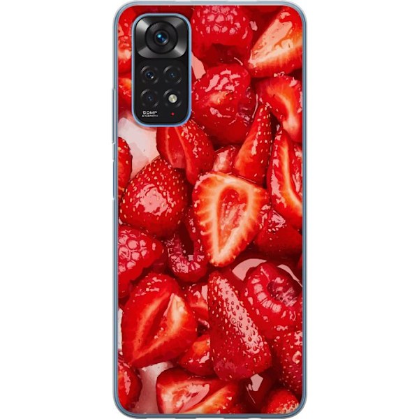 Xiaomi Redmi Note 11 Gennemsigtig cover Jordbærmønster - sødt motiv med sommerstemning