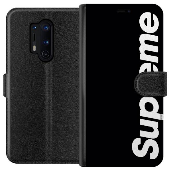 OnePlus 8 Pro Plånboksfodral Supreme Svart Vit Streetwear Design Klassisk Modeikon Trend Urban Stil Grafiskt Motiv Populär