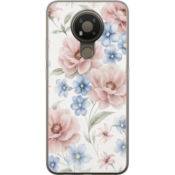 Nokia 3.4 Gennemsigtig cover Romantiske blomster