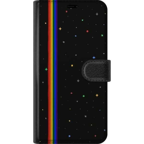 Kompatibel Tegnebogsetui til Apple iPhone 8 Plus Minimalistisk motiv med regnbuestriber, stjerner og mørk rumhimmel sort
