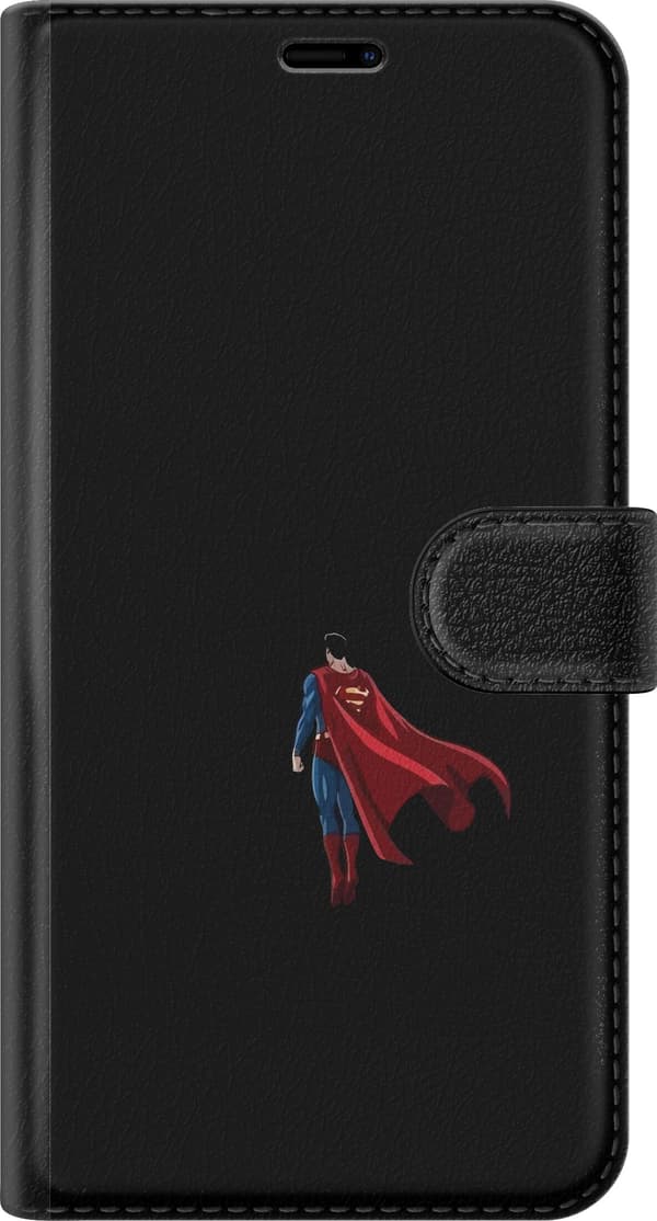 Kompatibel Tegnebogsetui til Apple iPhone 11 Pro Max Minimalistisk motiv med flyvende superhelt i blåt og rødt mod sort baggrund sort