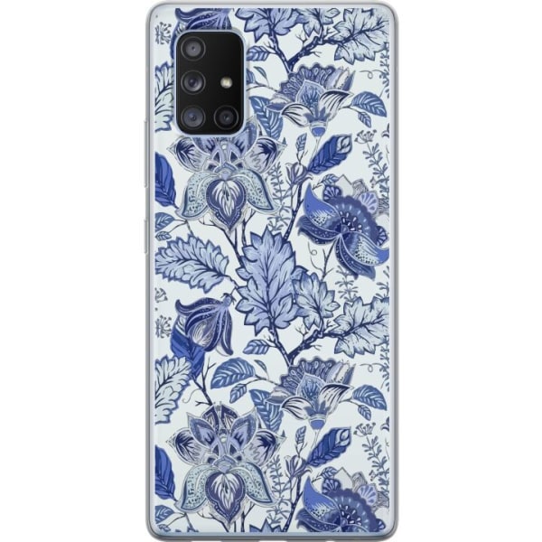 Samsung Galaxy A71 5G Gennemsigtig cover Blomster Blå...