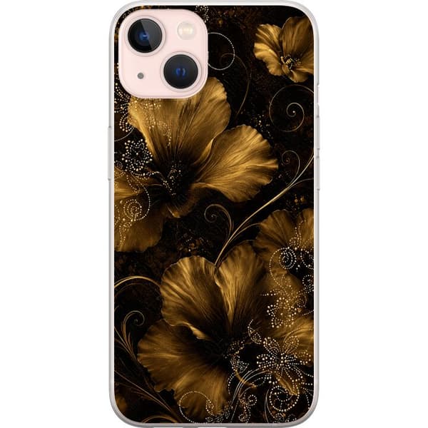 Kompatibel Mobilcover til Apple iPhone 13 Gylden Noir-blomstring sort