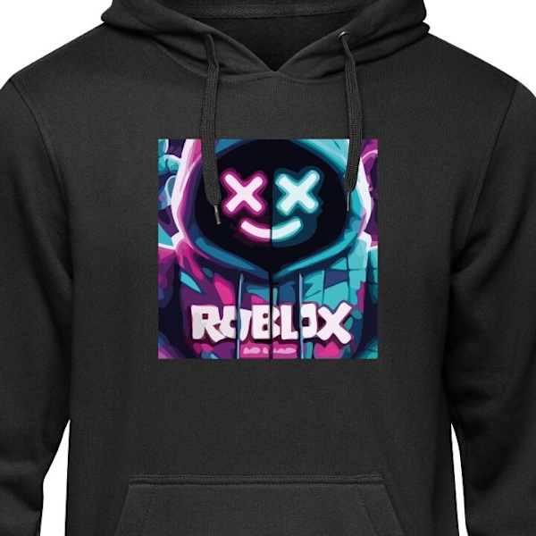 Barn-Hoodie | Mjuk Huvtröja för Barn Roblox svart 12-13 År