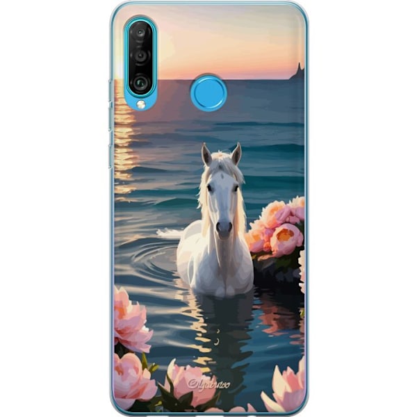 Huawei P30 lite Gennemsigtig cover Svømmende hest