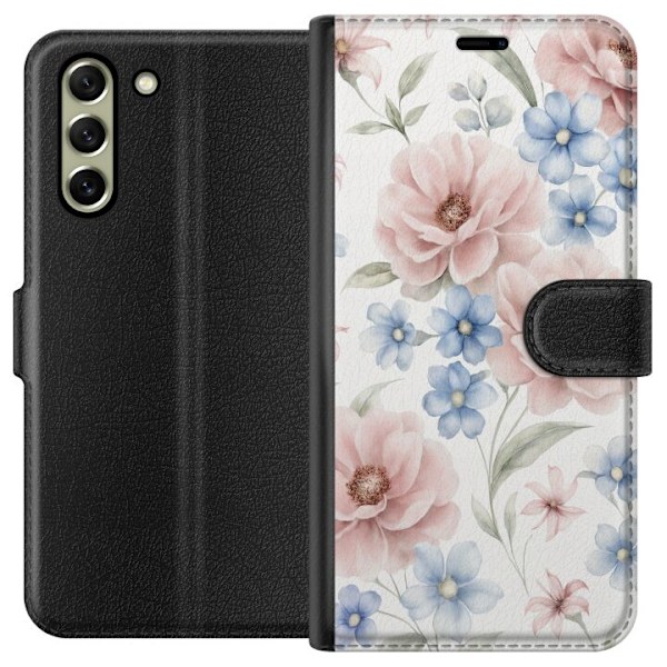 Samsung Galaxy S21 FE 5G Plånboksfodral Romantiska blommor