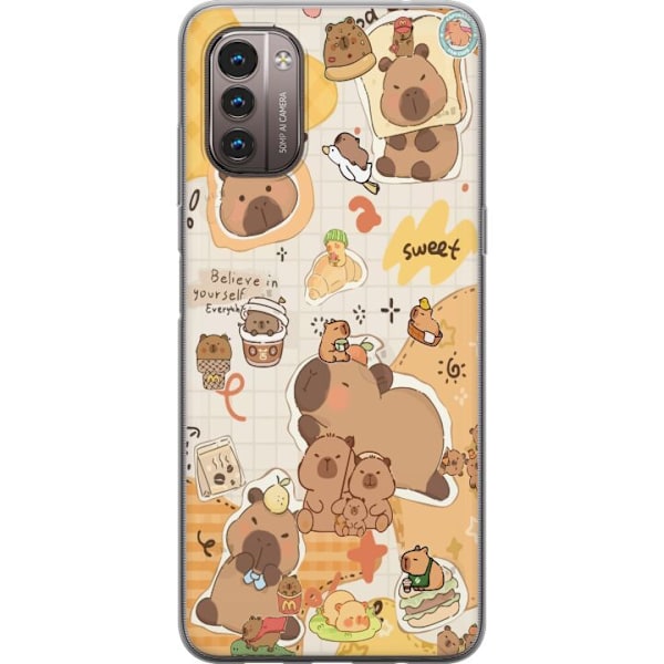 Nokia G21 Läpinäkyvä kuori Kawaii capybara mobilskal med gulliga djurmotiv
