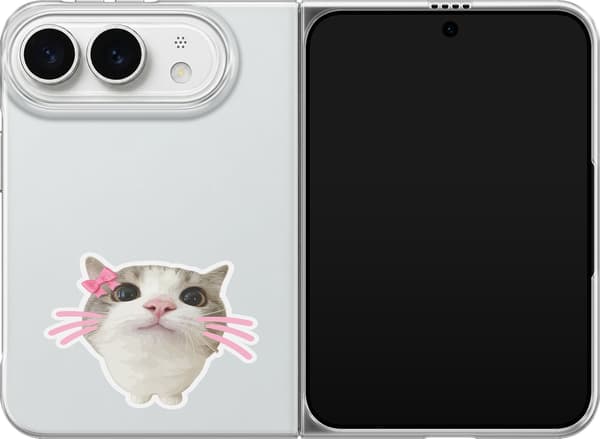 Kompatibel Mobilcover til Apple iPhone Duo Lyserøde knurhår - Gråt motiv med kat med lyserøde knurhår. grå