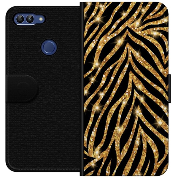 Huawei P smart Tegnebogsetui Guld & Glitter