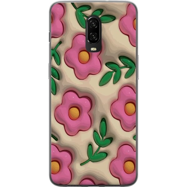 OnePlus 6T Läpinäkyvä kuori Poreilevat Kukat