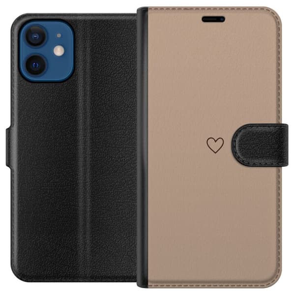 Kompatibelt Plånboksfodral till Apple iPhone 12 Hjärta Brun