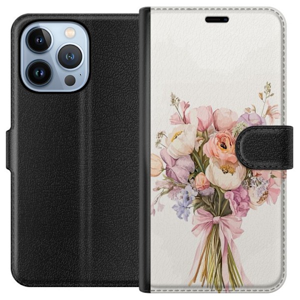 Apple iPhone 13 Pro Lompakkokotelo Kännykkäkuori värikkäällä kukkakimpulla romanttisessa tyylissä