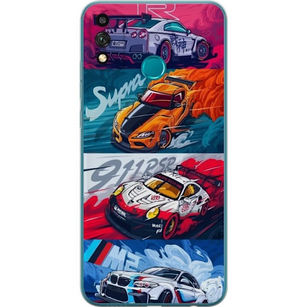 Honor 9X Lite Läpinäkyvä kuori Nopeat Autot - Piirretty Kuvio Toiminnalla