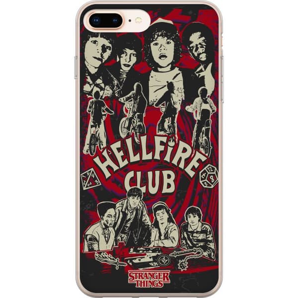 Kompatibelt Mobildeksel til Apple iPhone 8 Plus Hellfire Club-collage med Stranger Things-karakterer og sykler