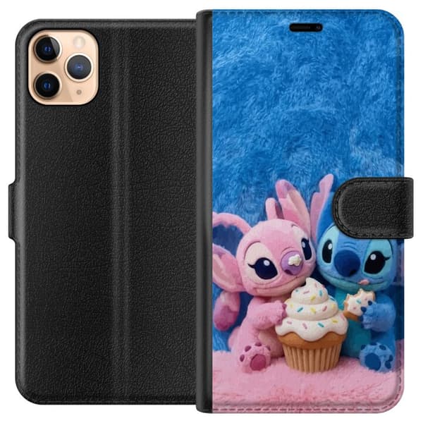 Kompatibel Tegnebogsetui til Apple iPhone 11 Pro Max Søde blå og lyserøde figurer med stor cupcake og krymmel pink