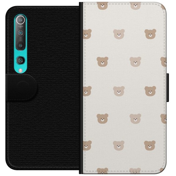 Xiaomi Mi 10 5G Lompakkokotelo Teddy-tausta - söpöt teddykarhut pehmeällä taustalla