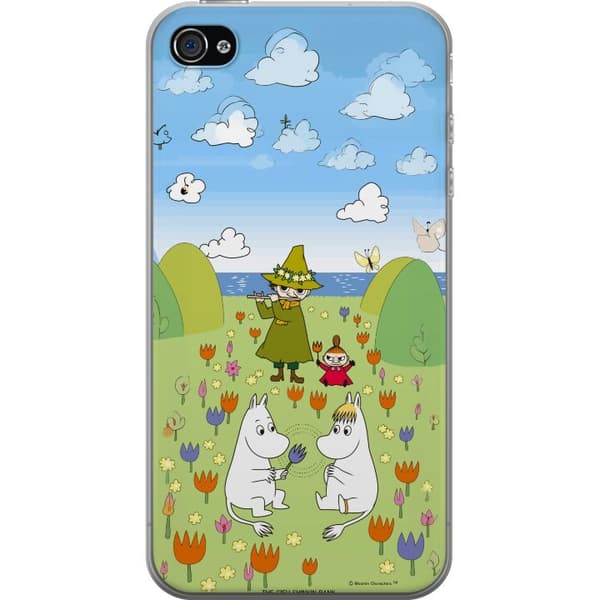 Kompatibelt Mobildeksel til Apple iPhone 4 Mumin i blomsteräng grønn