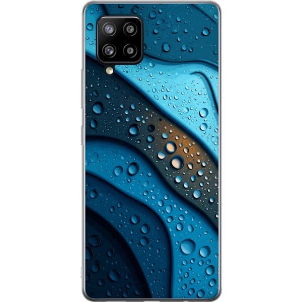 Kompatibelt Mobildeksel til Samsung Galaxy A42 5G Blå abstrakte bølger med glitrende vanndråper i moderne grafisk design blå