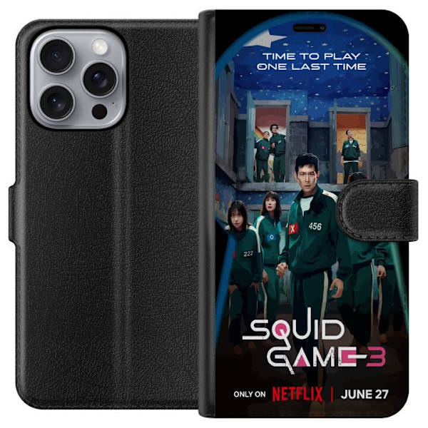 Apple iPhone 16 Pro Max Plånboksfodral Squid Game Säsong 3 Seriefigurer Populärt TV Serie Motiv Ikoner Spänning Drama Asiatisk Design Trend