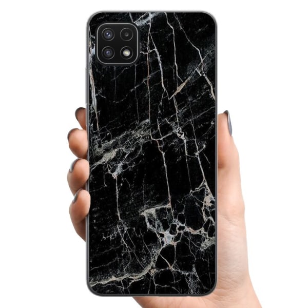 Samsung Galaxy A22 5G TPU Mobilcover Sort marmor