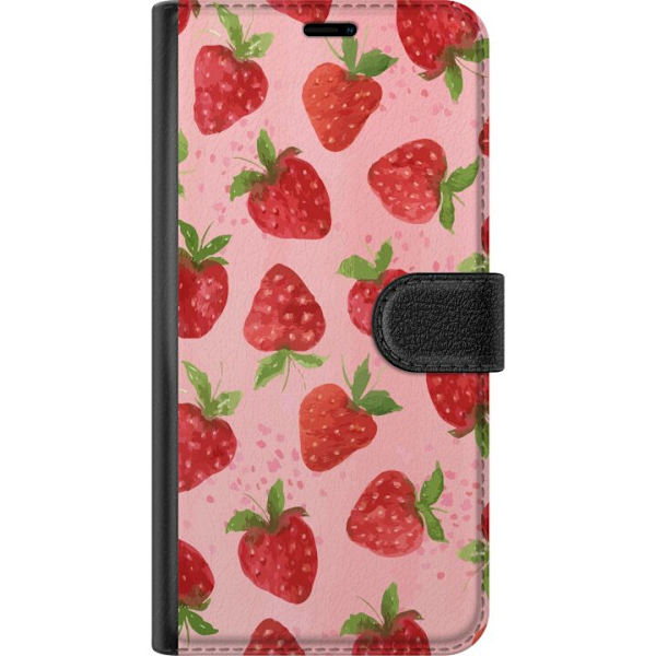 OnePlus 13 Plånboksfodral Strawberry Dreams – jordgubbsmönster i retrostil