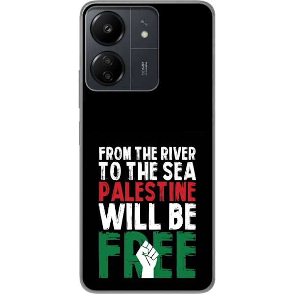 Xiaomi Redmi 13C Genomskinligt Skal Free Palestine – politiskt statement med kraftfullt grafiskt uttryck