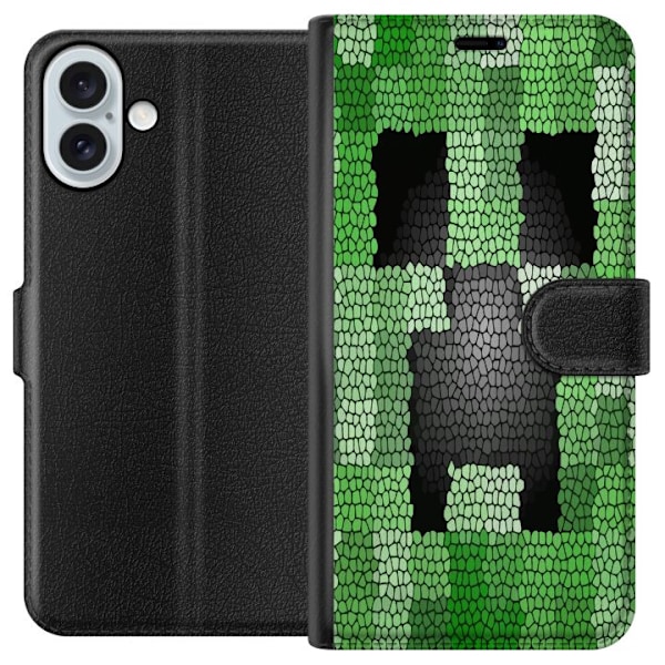 Apple iPhone 16 Plus Lommeboketui Creeper / Minecraft