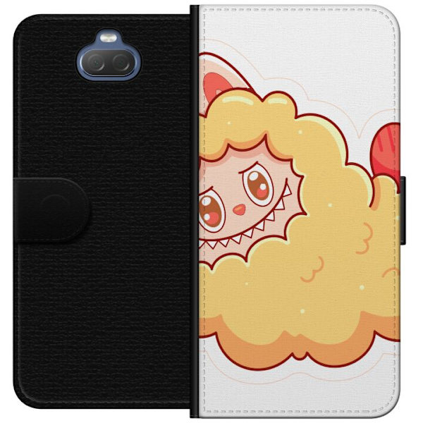 Sony Xperia 10 Plus Tegnebogsetui Labubu Vaskebjørn Pop Mart Figur Samlerobjekt Sød Design Populært Motiv Kunstlegetøj Kreativ Figurserie