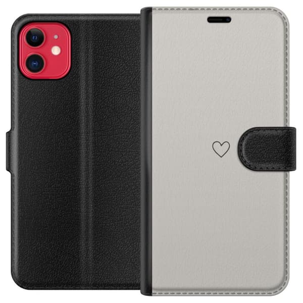 Kompatibel Tegnebogsetui til Apple iPhone 11 Hjerte Beige