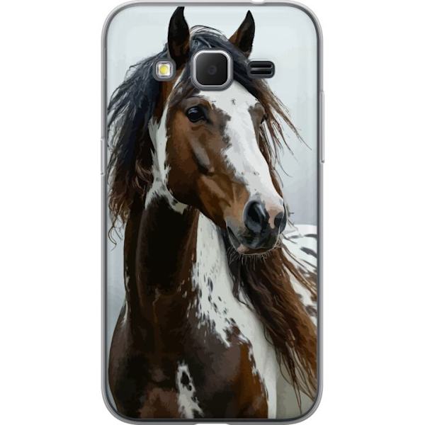 Samsung Galaxy Core Prime Genomskinligt Skal Häst Djurmotiv Grafisk Design Natur Kraftfullt Motiv Populär Väggkonst Djurtema Ridning