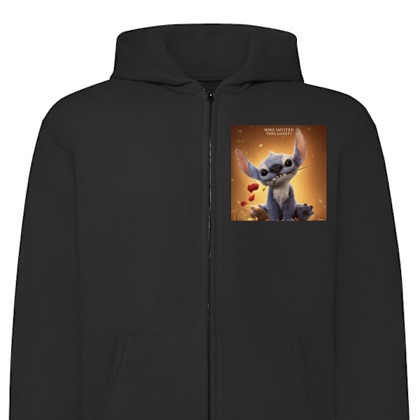 Zip-Hoodie | Hættetrøje med Lynlås til Voksne Stitch | Gäs sort XL