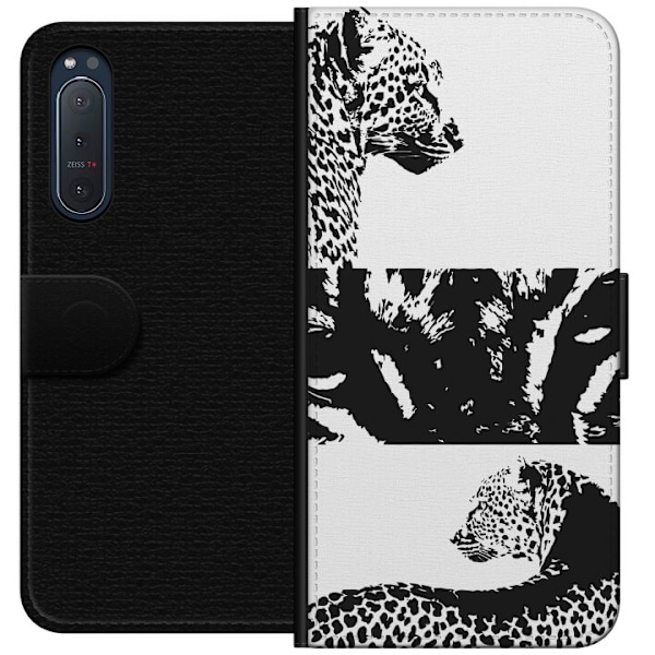 Sony Xperia 5 II Lompakkokotelo Leopard Faces