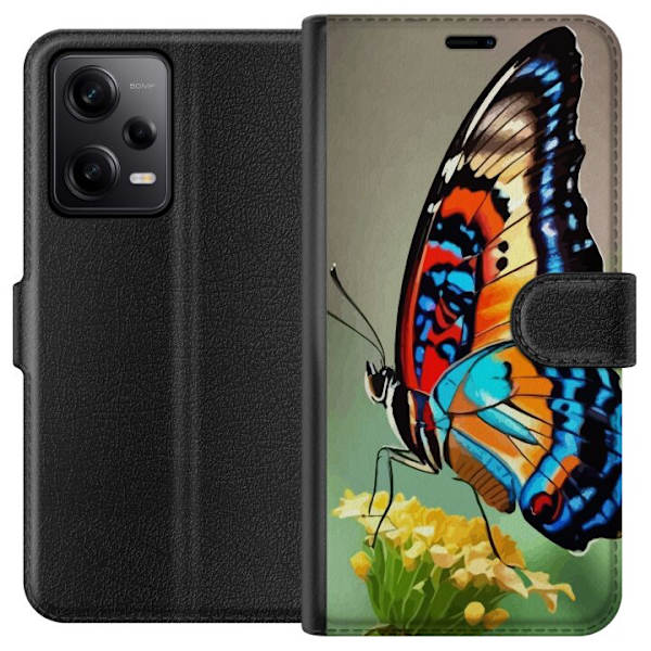 Xiaomi Redmi Note 12 Pro Lompakkokotelo Perhonen Luonto Kesä Motiivi Siivet Värikäs Suunnittelu Suosittu Koriste Graafinen Eksoottinen Teema