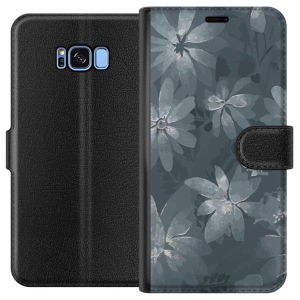 Kompatibelt Lommeboketui til Samsung Galaxy S8 Blomster Grå / Blå